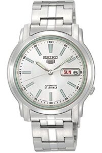 seiko automatic white dial stainless steel men's watch snkl75
