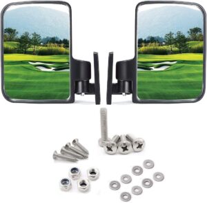 10l0l golf cart side mirrors for club car ez-go yamaha and others, no-drilling required, adjustable (option), front upper