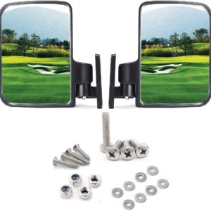 10L0L Golf cart side mirrors for Club Car EZ-GO Yamaha and Others, No-drilling Required, Adjustable (Option), front upper