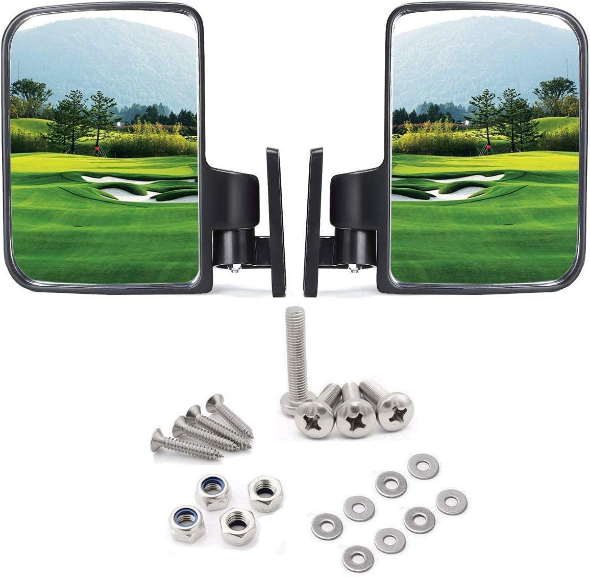 10L0L Golf cart side mirrors for Club Car EZ-GO Yamaha and Others, No-drilling Required, Adjustable (Option), front upper