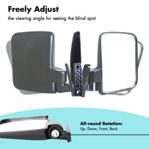 10L0L Golf cart side mirrors for Club Car EZ-GO Yamaha and Others, No-drilling Required, Adjustable (Option), front upper