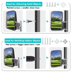 10L0L Golf cart side mirrors for Club Car EZ-GO Yamaha and Others, No-drilling Required, Adjustable (Option), front upper