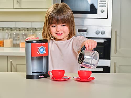 Casdon Little Cook Morphy Richards Coffee Maker Fillable Toy Coffee Maker For Children Aged 3+ Includes Water Level Indicator & Dripping Water! Red/Grey/Black