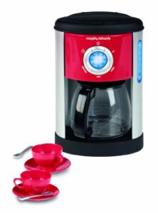 casdon little cook morphy richards coffee maker fillable toy coffee maker for children aged 3+ includes water level indicator & dripping water! red/grey/black