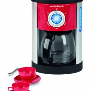 Casdon Little Cook Morphy Richards Coffee Maker Fillable Toy Coffee Maker For Children Aged 3+ Includes Water Level Indicator & Dripping Water! Red/Grey/Black