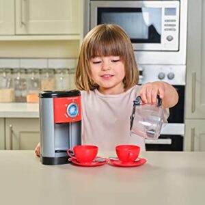 Casdon Little Cook Morphy Richards Coffee Maker Fillable Toy Coffee Maker For Children Aged 3+ Includes Water Level Indicator & Dripping Water! Red/Grey/Black