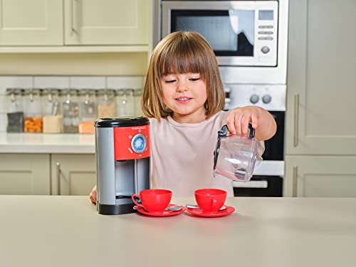 Casdon Little Cook Morphy Richards Coffee Maker Fillable Toy Coffee Maker For Children Aged 3+ Includes Water Level Indicator & Dripping Water! Red/Grey/Black