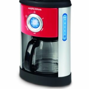 Casdon Little Cook Morphy Richards Coffee Maker Fillable Toy Coffee Maker For Children Aged 3+ Includes Water Level Indicator & Dripping Water! Red/Grey/Black