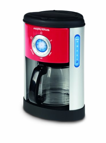 Casdon Little Cook Morphy Richards Coffee Maker Fillable Toy Coffee Maker For Children Aged 3+ Includes Water Level Indicator & Dripping Water! Red/Grey/Black