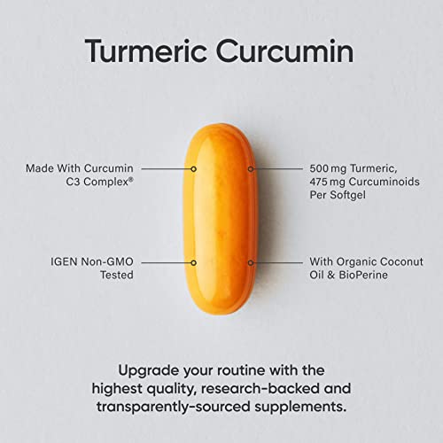 Sports Research Turmeric Curcumin C3 Complex 500 mg, Enhanced with Black Pepper and Organic Coconut Oil for Better Absorption; Non-GMO and Gluten Free - Standardized 95% Curcuminoids (120 Softgels)