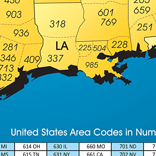 ImageAbility North America Laminated Gloss Time Zone Area Code Map with Reverse Lookup, Desk Size 11 by 17 Inches