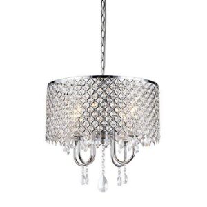 whse of tiffany rl5633 deluxe crystal chandelier, 9" x 17" x 17", silver