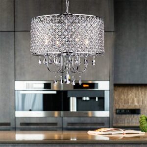 Whse of Tiffany RL5633 Deluxe Crystal Chandelier, 9" x 17" x 17", Silver