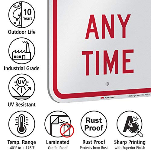 "No Parking Any Time" Sign By SmartSign | 12" x 18" 3M Engineer Grade Reflective Aluminum