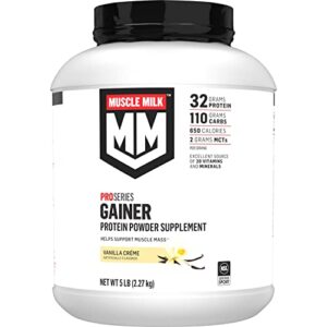 muscle milk gainer protein powder, vanilla creme, 32g protein, 5 pound