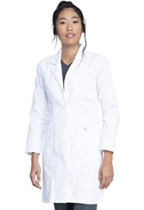 dickies contemporary fit women's 37" twill fitted lab coat 82401, s, white