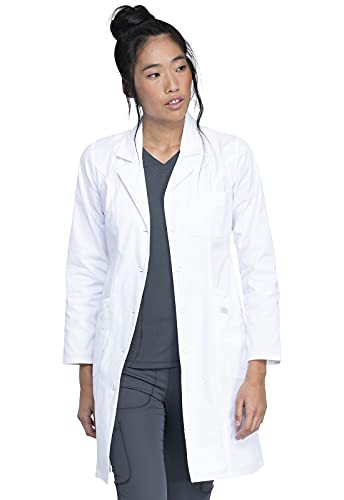 Dickies Contemporary Fit Women's 37" Twill Fitted Lab Coat 82401, S, White