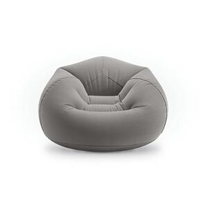 INTEX 68579EP Beanless Bag Inflatable Lounge Chair: Corduroy Textured Flocking – Durable Vinyl – Folds Compactly – 220lb Weight Capacity – 45" x 45" x 28",Grey