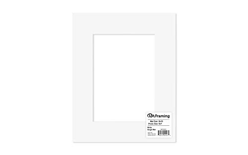 PA Framing, Single Mat, 8 x 10 inches Frame for 5 x 7 inches Photo Art Size - White Core