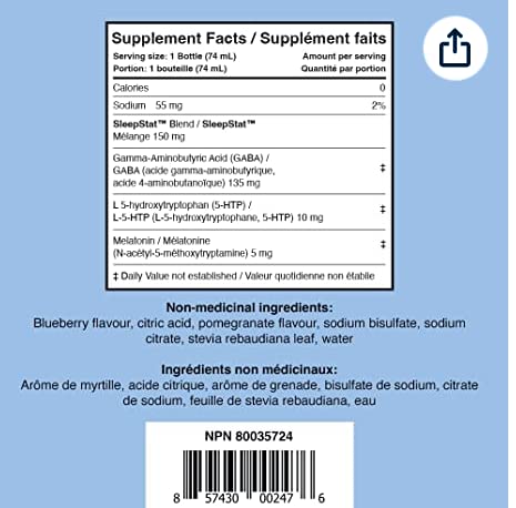 Dream Water Sleep Aid Supplement Drink; Melatonin 5mg, GABA, 5-HTP; Zero Sugar, Natural Flavors, No Added Colors, 2.5 oz Liquid Sleep Shots, Snoozeberry, 12-Count