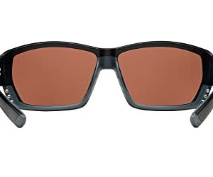 Costa Del Mar Men's Tuna Alley Polarized Rectangular Sunglasses, Matte Black/Copper Green Mirrored Polarized-580G, 62 mm