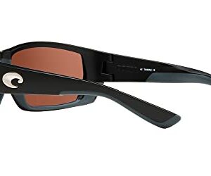 Costa Del Mar Men's Tuna Alley Polarized Rectangular Sunglasses, Matte Black/Copper Green Mirrored Polarized-580G, 62 mm