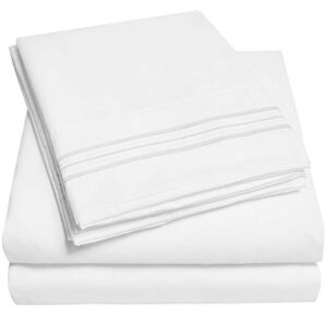 1500 supreme collection sheet sets white - luxury hotel bed sheets and pillowcase set for king mattress - extra soft, elastic corner straps, deep pocket, white