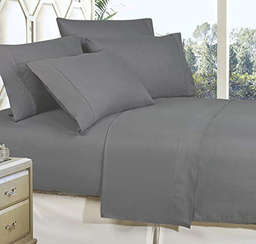 1500 Thread Count Egyptian Quality 4 pc Sheet set, Deep Pocket Up to 16" - Wrinkle Resistant - All Size and Colors , Queen Gray