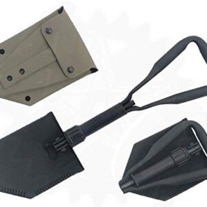 Tri-Fold Entrenching Tool (E-Tool), Genuine Military Issue, with Shovel Cover