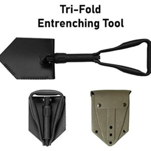 Tri-Fold Entrenching Tool (E-Tool), Genuine Military Issue, with Shovel Cover