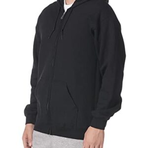 Gildan Heavy Blend Unisex Adult Full Zip Hooded Sweatshirt Top (L) (Black)