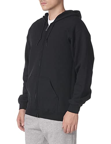 Gildan Heavy Blend Unisex Adult Full Zip Hooded Sweatshirt Top (L) (Black)