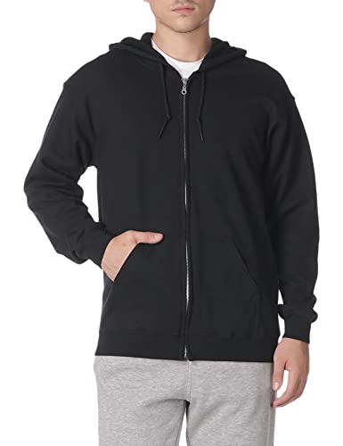 Gildan Heavy Blend Unisex Adult Full Zip Hooded Sweatshirt Top (XL) (Black)