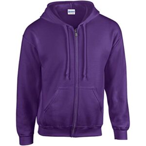 gildan heavy blend unisex adult full zip hooded sweatshirt top (xl) (purple)
