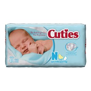 cuties baby diapers, newborn, 42 count