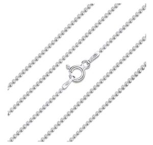 adabele 1pc authentic 925 sterling silver 1.0mm dainty cute ball link chain necklace 16 inch for men women made in italy hypoallergenic nickel free ss130-16