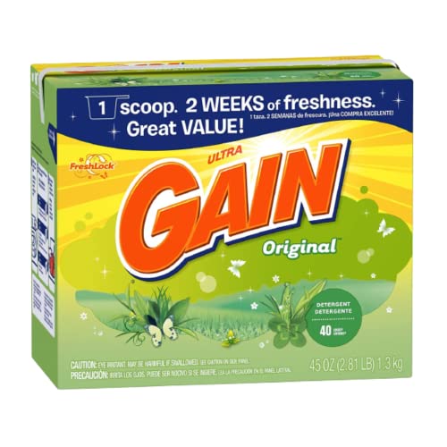 Gain Powder Laundry Detergent 40 Loads, Original, 45 Ounce (Pack of 2)