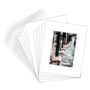 golden state art pack of 50 8x10 white picture mats mattes with white core bevel cut for 5x7 photo + backing + bags