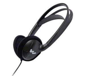 williams sound hed 027 heavy-duty folding mono headphones, adult size, 100mw max power input, 3.5mm plug, 39" cord, compatible with williams av receivers and pocketalkers, black