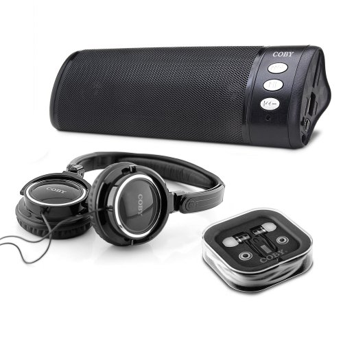 Coby CJTP1 3-In-1 Combo with Travel Speaker, Headphones and Earphones