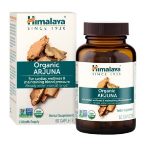 himalaya organic arjuna, blood pressure supplement for cardiovascular wellness and heart health, 700mg, 60 caplets, 2 month supply