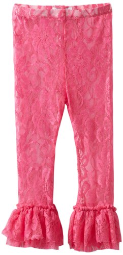 Mud Pie Little Girls' Floral Lace Legging, Hot Pink, 5T