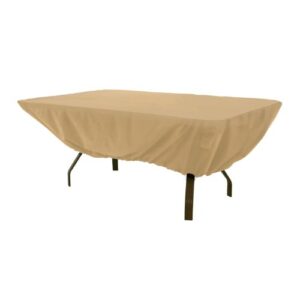classic accessories terrazzo water-resistant 72 inch rectangular/oval patio table cover, outdoor table cover