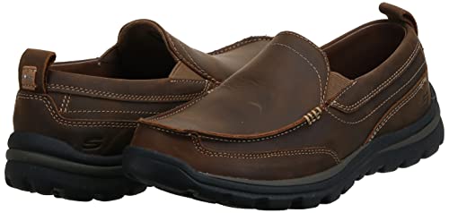 Skechers USA Men's Relaxed Fit Memory Foam Superior Gains Slip-On,15 M US,Dark Brown