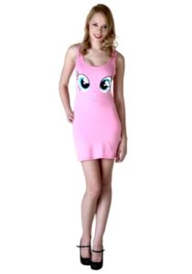 my little pony pinkie pie big face light pink juniors tank dress (juniors medium)