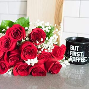 From You Flowers - One Dozen Long Stemmed Red Roses with Free Vase (Fresh Flowers) Birthday, Anniversary, Get Well, Sympathy, Congratulations