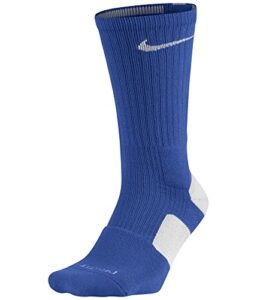 nike elite basketball crew, game royal/white/white, large