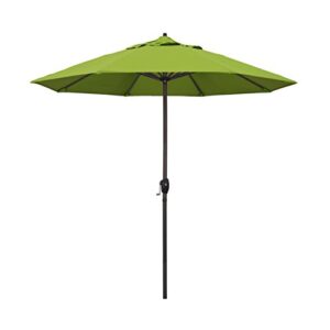 california umbrella 9' round aluminum market umbrella, crank lift, auto tilt, bronze pole, kiwi olefin