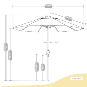 California Umbrella 9' Round Aluminum Market Umbrella, Crank Lift, Auto Tilt, Bronze Pole, Kiwi Olefin