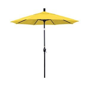 california umbrella 7.5' round aluminum market umbrella, crank lift, push button tilt, black pole, lemon olefin